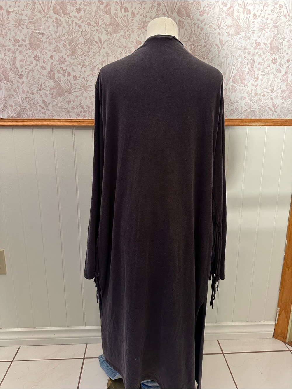 Wrangler Black Long Fringe Open-Front Cardigan - Picture 6 of 7